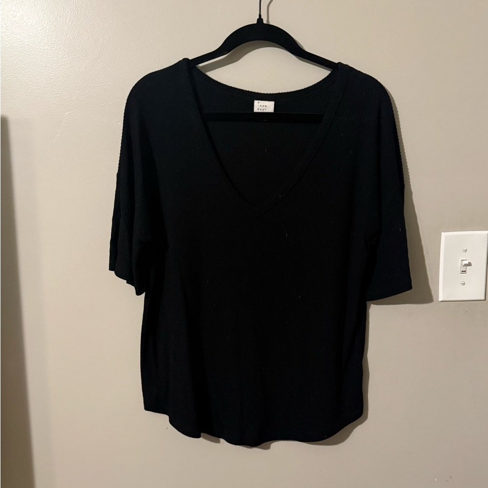 a new day Black V-Neck Short Sleeve Tee